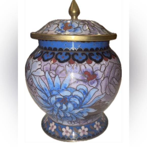 Vintage Cloisonné Trinket box & Ginger Jar Enameled brass, Handmade Chinese Art - Picture 3 of 10